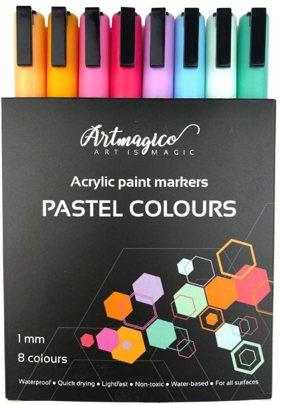 Popisovače Artmagico akrylové popisovače s jemným hrotem - pastelové - 8 ks