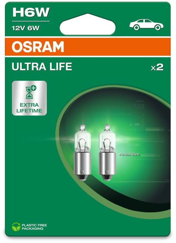 Autožárovka Osram Ultralife H6W, 12V, 6W, BAX9s, 2 kusy v balení