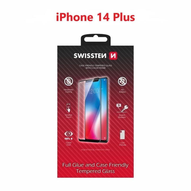Ochranné sklo Swissten Case Friendly pro Apple iPhone 14 Plus černé