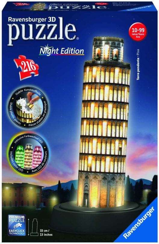 3D puzzle Ravensburger 3D 125159 Pisa (Noční edice)