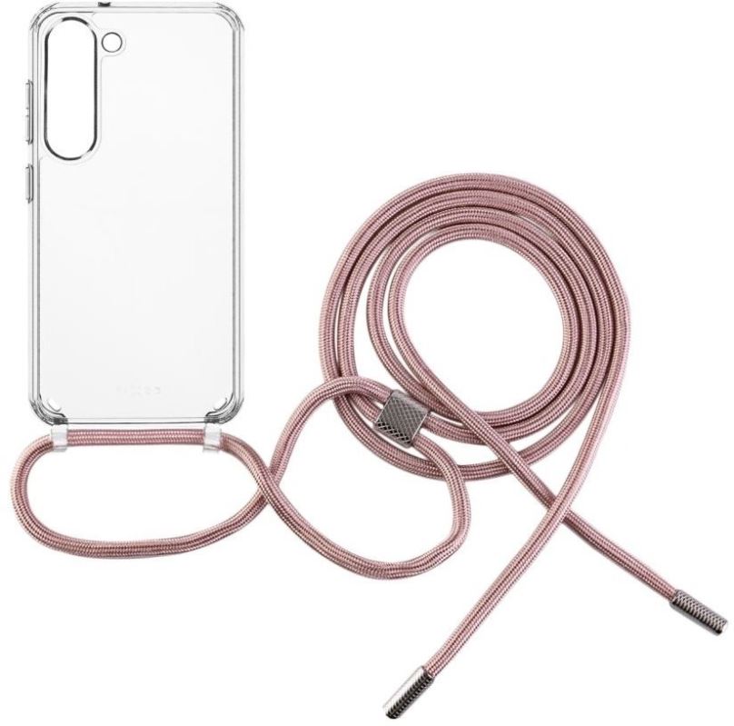 Kryt na mobil FIXED Pure Neck AntiUV s růžovou šňůrkou na krk pro Samsung Galaxy S23