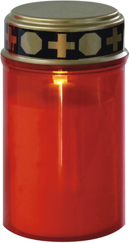 LED svíčka LED světelná HŘBITOVNÍ SVÍČKA červená 12,5 cm - s časovačem