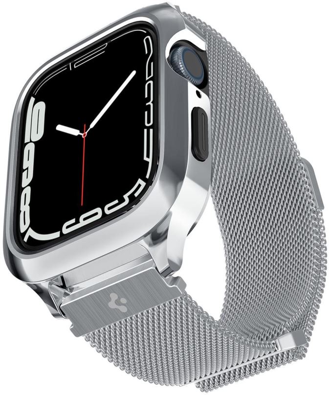 Ochranný kryt na hodinky Spigen Metal Fit Pro Silver Apple Watch 8/7 45mm