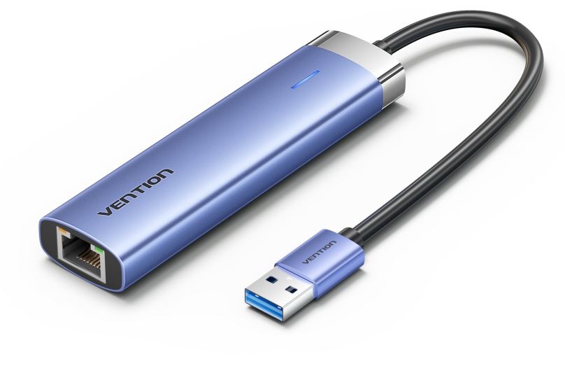 Replikátor portů Vention 5-in-1 USB 3.0 to RJ45/3xUSB 3.0/USB-C Blue Aluminum Alloy Type