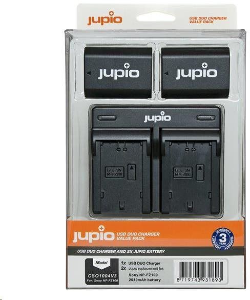 Baterie pro fotoaparát Jupio 2x NP-FZ100 - 2040 mAh + nabíječka pro Sony