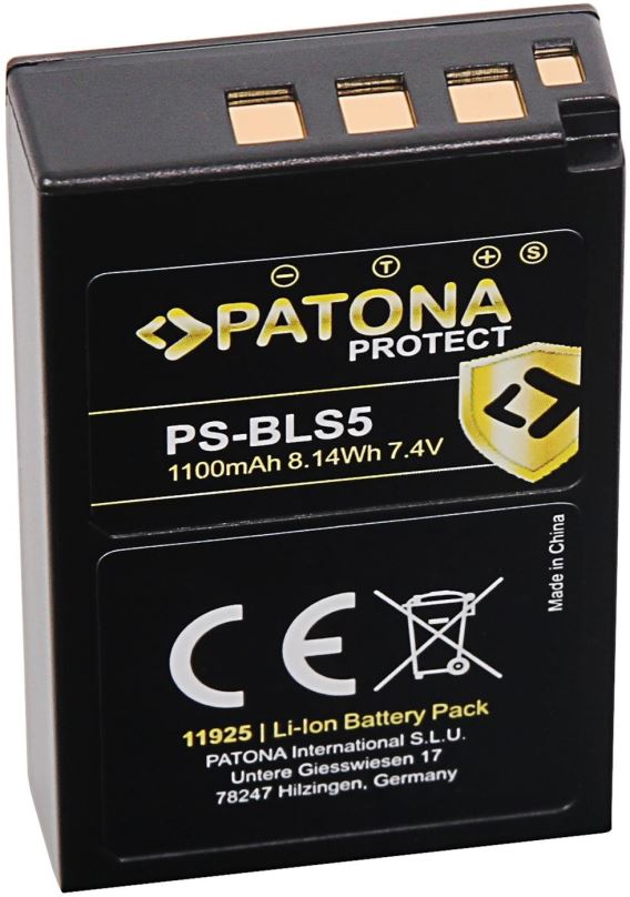 Baterie pro fotoaparát PATONA pro Olympus BLS5 1100mAh Li-Ion Protect