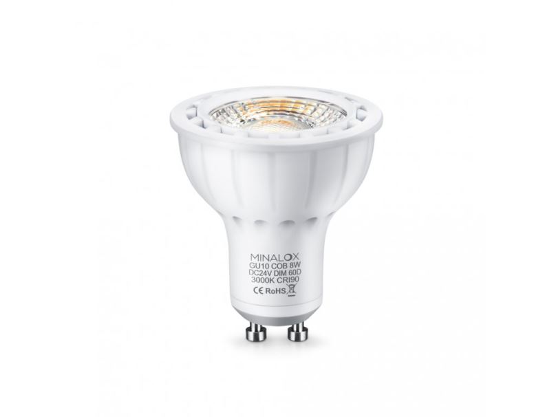 Stmívatelná LED žárovka Minalox GU10 8W 24V 60° 2700K