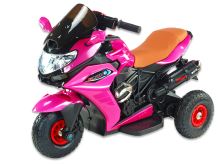 Elektrická motorka Dragon s plynovou rukojetí, nožní brzdou, gumovými nafukovacími koly, růžová