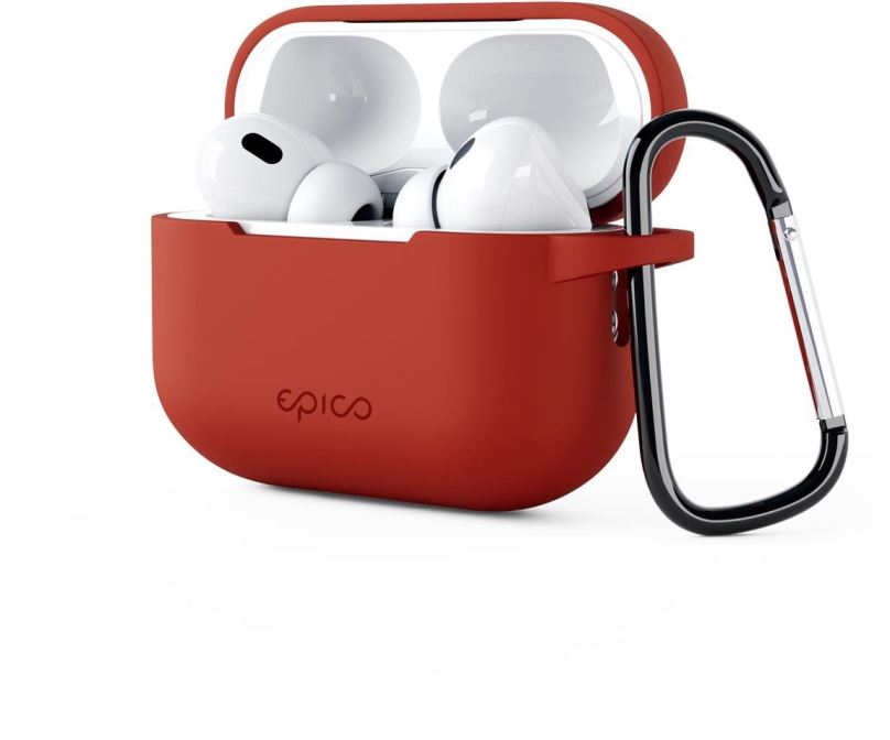 Pouzdro na sluchátka Epico silikonové pouzdro pro Airpods Pro 2 s karabinou - červené