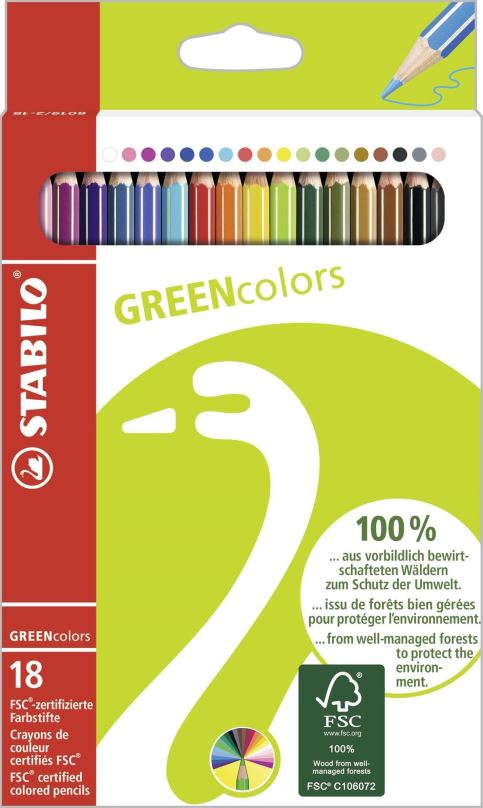 Pastelky STABILO GREENcolors pouzdro 18 barev