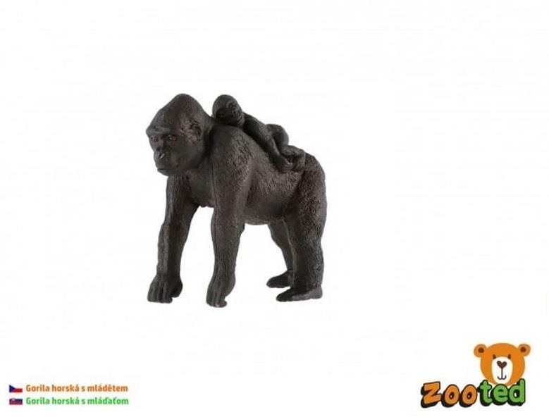 Figurka Zooted Gorila horská s mládětem plast 9 cm