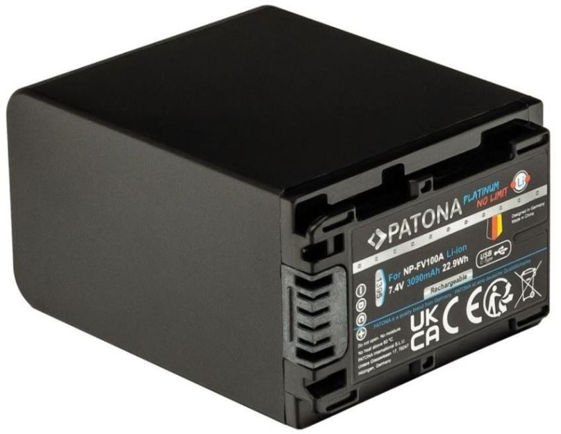 Baterie pro fotoaparát PATONA baterie pro Sony NP-FV100 3090mAh Li-Ion Platinum USB-C nabíjení