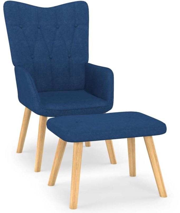 Křeslo Relaxační křeslo se stoličkou modré textil, 327538