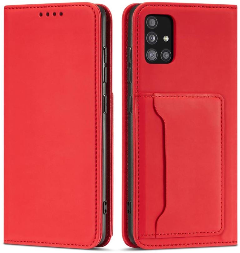 Pouzdro na mobil Magnet Card knížkové kožené pouzdro na Xiaomi Redmi Note 11 Pro 4G/5G, červené