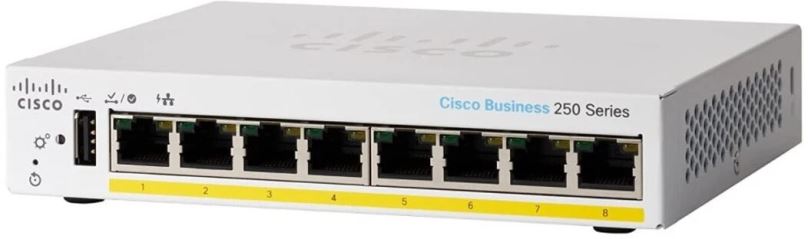 Switch CISCO CBS250 Smart 8-port GE, Partial PoE, Desktop, Ext PSU