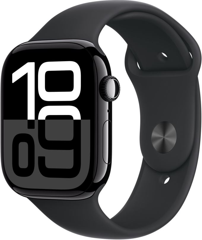 Chytré hodinky Apple Watch Series 10 46mm Cellular Klavírně černý hliník s černým sportovním řemínkem - S/M