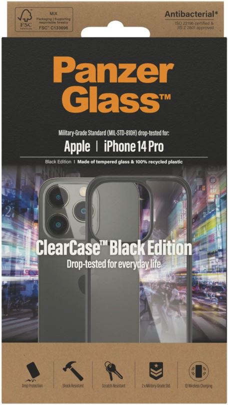 Kryt na mobil PanzerGlass ClearCase Apple iPhone 14 Pro (Black edition)