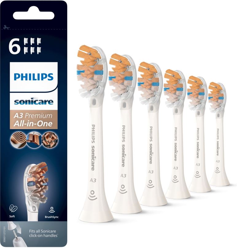 Náhradní hlavice k zubnímu kartáčku Philips Sonicare  Premium All-in-One HX9096/10, 6 ks