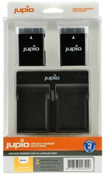Baterie pro fotoaparát Jupio 2x EN-EL14(A) 1100mAh + USB duální nabíječka