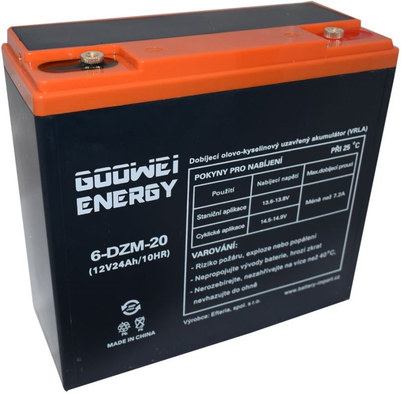 Trakční baterie GOOWEI ENERGY 6-DZM-20, baterie 12V, 24Ah, ELECTRIC VEHICLE