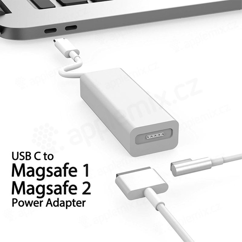 Napájecí redukce USB-C - MagSafe 1/2 45W/60W/85W - bílá, vhodná pro Apple Macbook