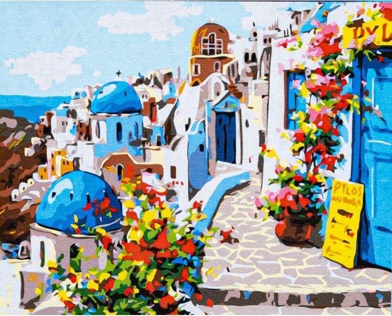 Malování podle čísel ASTRA Kouzelné Santorini, plátno na rámu 50 x 40 cm