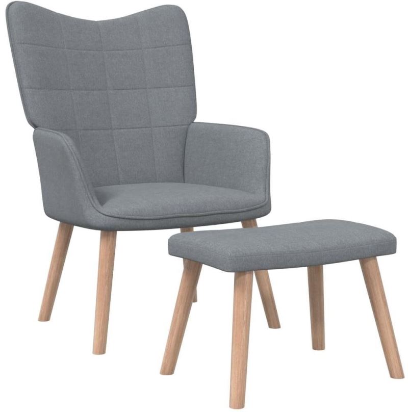 Křeslo Relaxační židle se stoličkou světle šedá textil, 327930