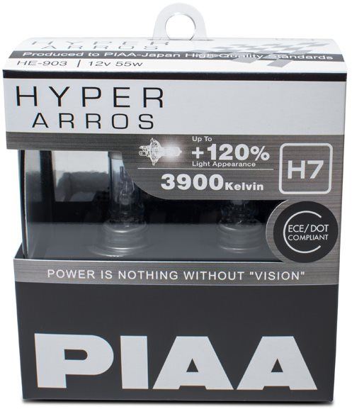 Autožárovka PIAA Hyper Arros 3900K H7 - o 120 procent vyšší svítivost, zvýšený jas