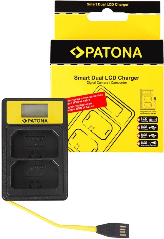Nabíječka baterií fotoaparátů a videokamer PATONA pro Dual Sony NP-FZ100 s LCD,USB