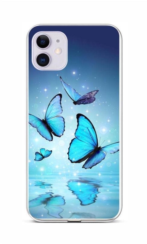 Kryt na mobil TopQ iPhone 11 silikon Modří motýlci 58812