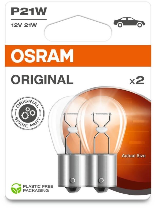 Autožárovka Osram Originál P21W, 12V, 21W, BA15s, 2 kusy v balení