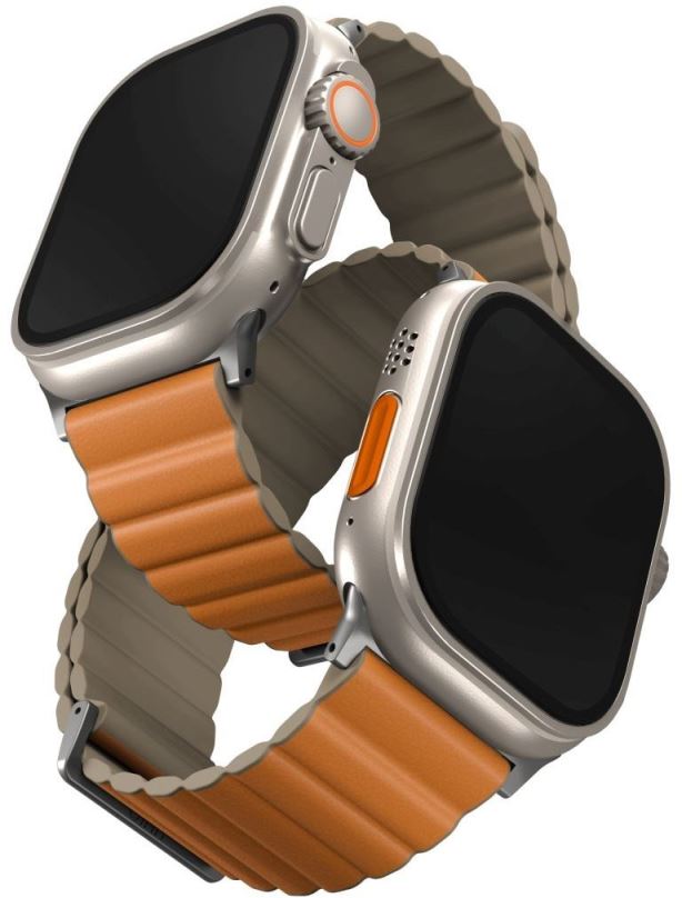 Řemínek Uniq Revix Premium Edition Reversible Magnetic řemínek pro Apple Watch 49/45/44/42mm oranžový/khaki