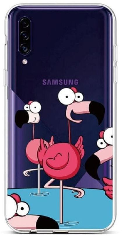 Kryt na mobil TopQ Samsung A30s silikon Cartoon Flamingos 45258
