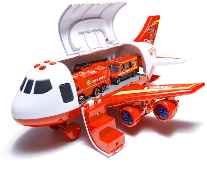 Letadlo pro děti KIK Elektronické Nákladní Letadlo s autíčky a příslušenstvím Hasiči