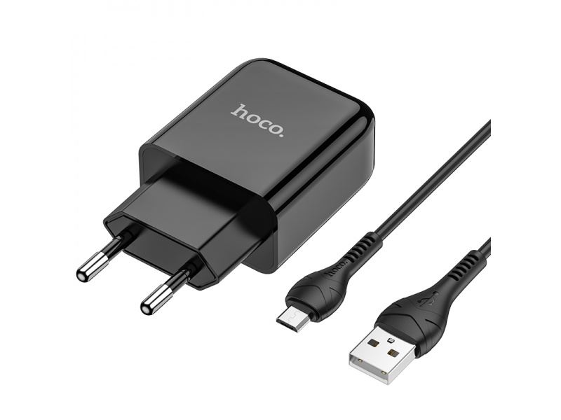 Hoco set adaptéru s USB portem a s kabelem Micro USB 1m N2 Vigour černá