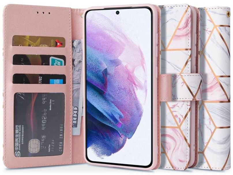 Pouzdro na mobil Tech-Protect Wallet knížkové pouzdro na Samsung Galaxy S21 FE, marble