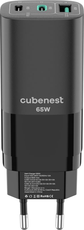 Nabíječka do sítě CubeNest S3D0 GaN Adaptér 65W černá
