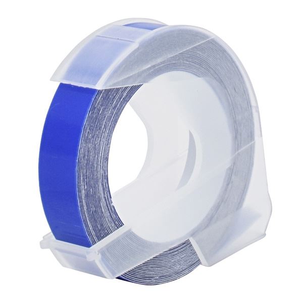 Dymo originální páska do tiskárny štítků, Dymo, S0898140, bílý tisk/modrý podklad, 3m, 9mm, baleno po 10 ks, cena za 1 ks, 3D