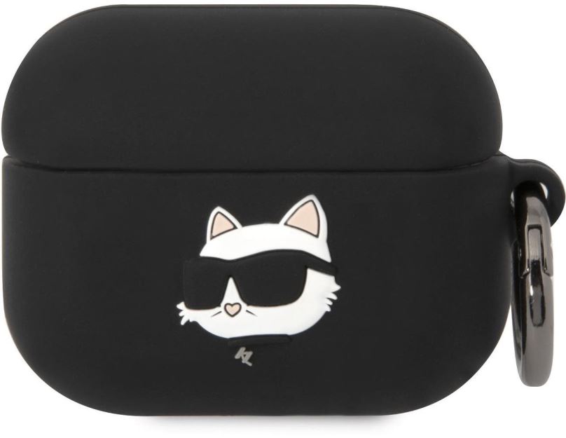 Pouzdro na sluchátka Karl Lagerfeld 3D Logo NFT Choupette Head Silikonové Pouzdro pro Airpods Pro Black