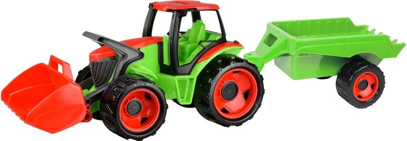Auto Lena Traktor se lžící a s vozíkem, červeno zelený