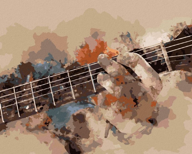 Malování podle čísel Kytarista hrající na Kytaru, 40x50 cm, bez rámu a bez vypnutí plátna