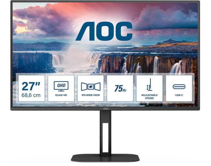 LCD monitor 27" AOC Q27V5C/BK