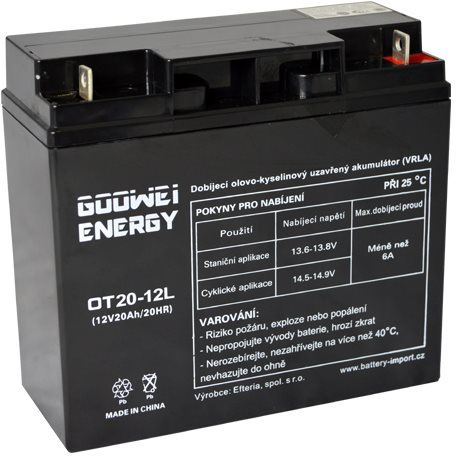 Trakční baterie GOOWEI ENERGY OTL20-12, baterie 12V, 20Ah, DEEP CYCLE