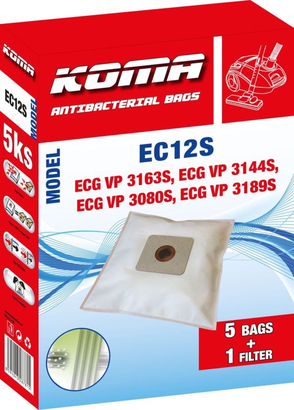 Sáčky do vysavače KOMA EC12S - Sáčky do vysavače ECG VP 3163S, textilní, 5ks