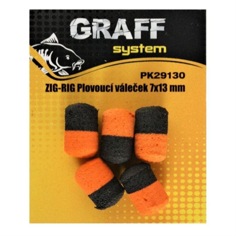 Graff Zig-Rig Plovoucí váleček 7x13mm Černá/Oranžová 5ks