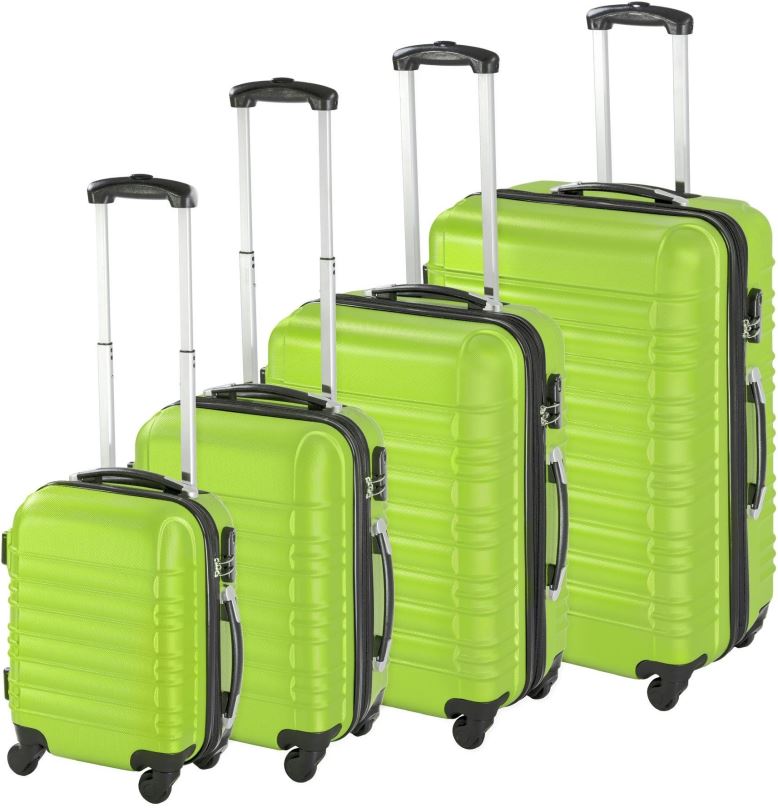 Sada kufrů Skořepinové cestovní kufry sada 4 ks zelené