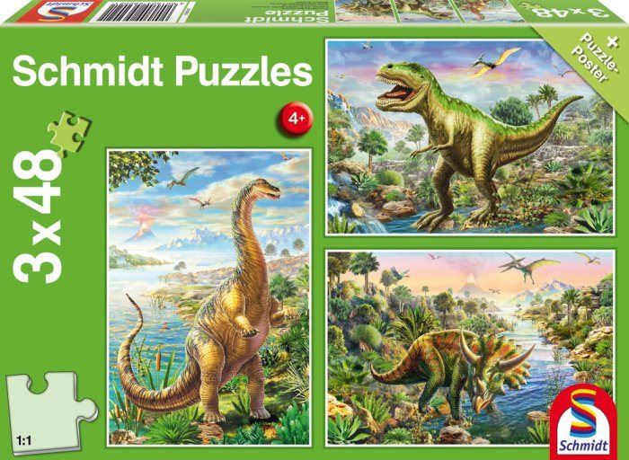 Puzzle Schmidt Puzzle Dinosauří dobrodružství 3x48 dílků