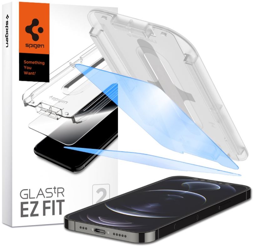 Ochranné sklo Spigen Glas tR EZ Fit AntiBlue 2 Pack iPhone 12/iPhone 12 Pro