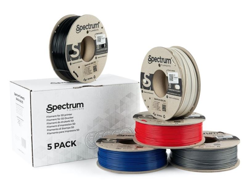 Spectrum 3D filament, ASA 275, 1,75mm, 5x250g, 80749, mix Polar White, Deep Black, Silver Star, Navy Blue, Bloody Red
