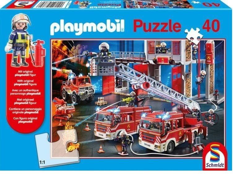Puzzle Puzzle Playmobil Hasičský sbor 40 dílků + figurka Playmobil